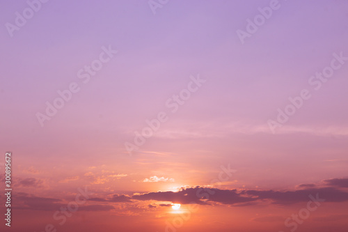 Blue sky sunset with soft white cloudy atmosphere is clear and clean.