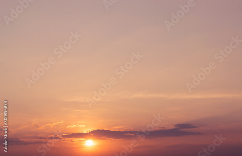 Blue sky sunset with soft white cloudy atmosphere is clear and clean.