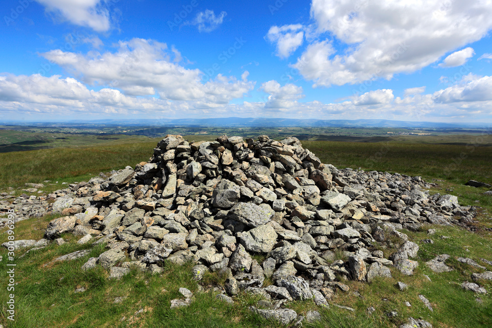 Summit cairn on Selside Fell, Mardale Common, Lake District National Park, Cumbria County, England, UK