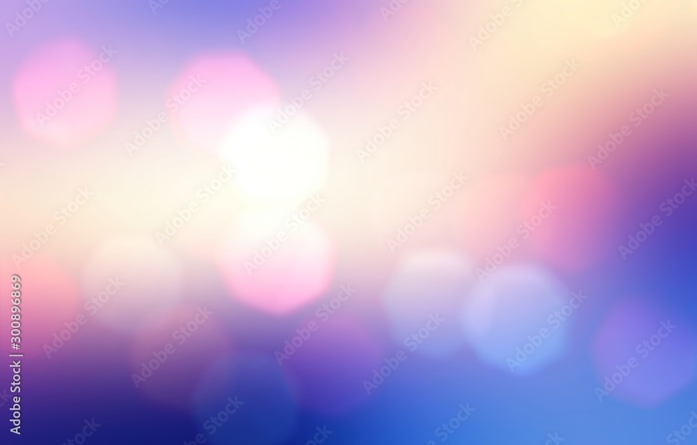Bokeh pattern on blurred abstract background. Blue purple pink lilac yellow gradient. Magical illustration. Bokeh pattern on blurred abstract background. Blue purple pink lilac yellow gradient. Magical illustration.