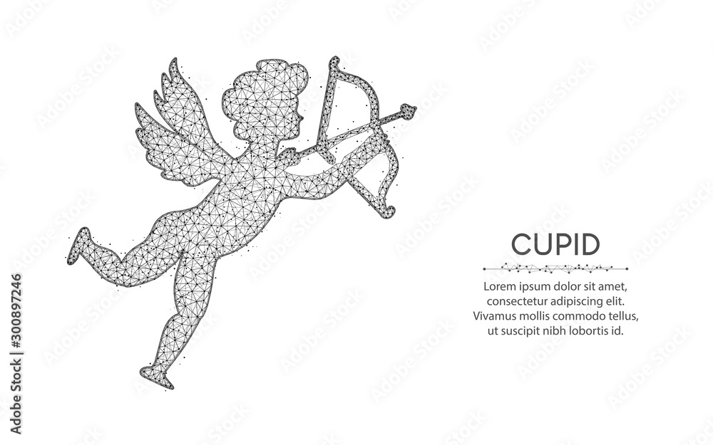 Fototapeta premium Cupid with bow and arrow polygonal vector illustration