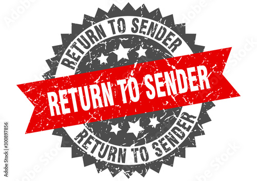 return to sender grunge stamp with red band. return to sender