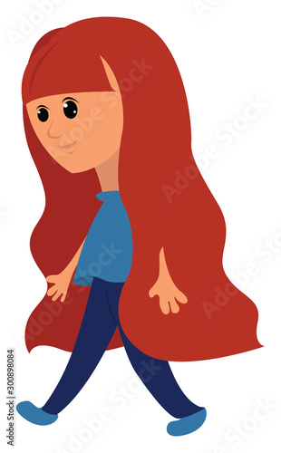 Girl with red hair, illustration, vector on white background.