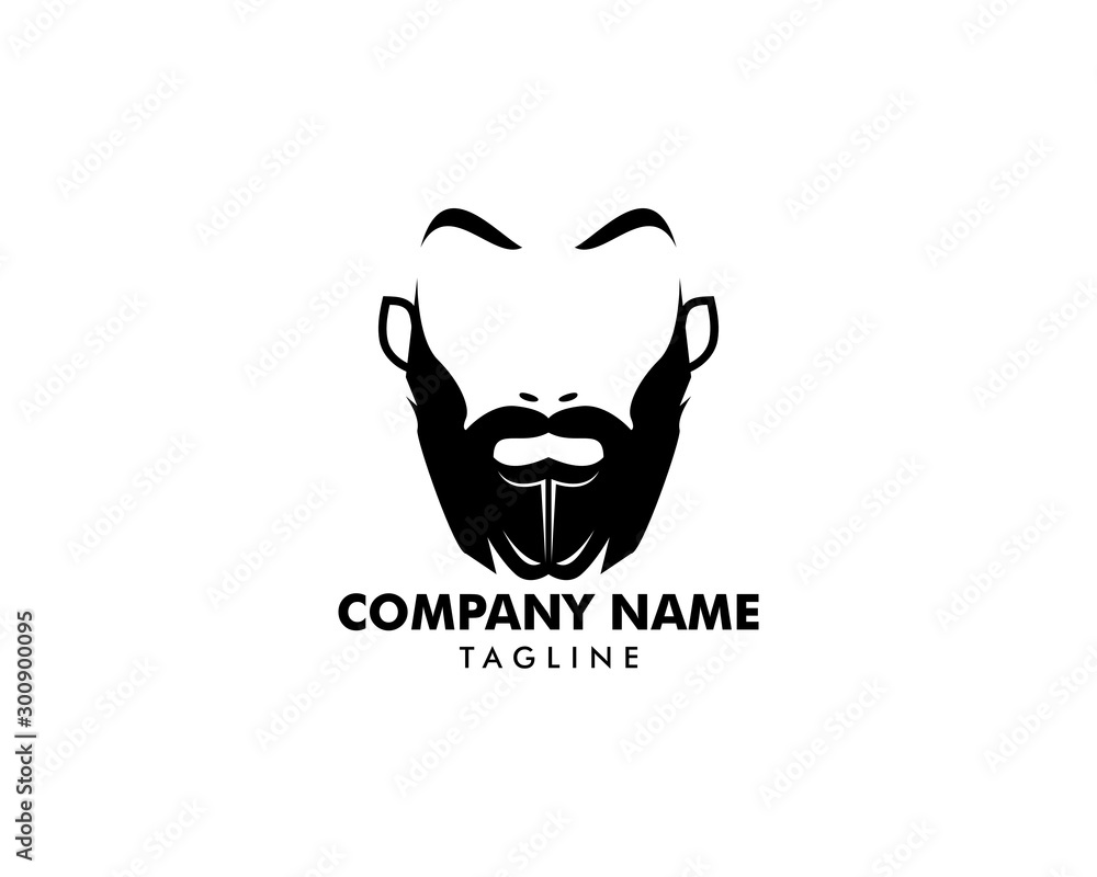 Man with a mustache and beard logo Man with a mustache and beard logo