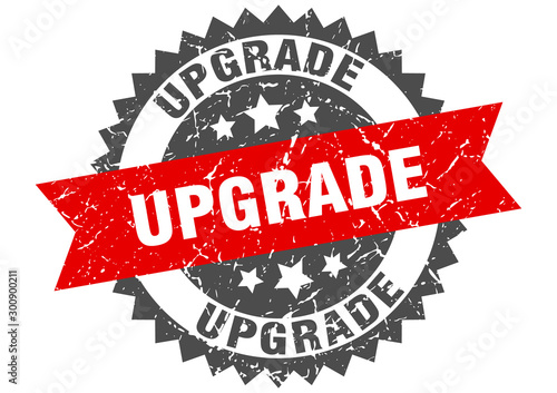 upgrade grunge stamp with red band. upgrade