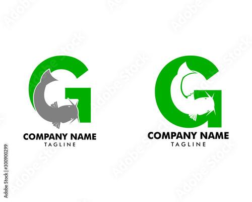 Set of Initial Letter G Catfish Logo Template Design Vector