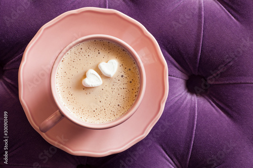 Coffee cup with Heart Marshmellows