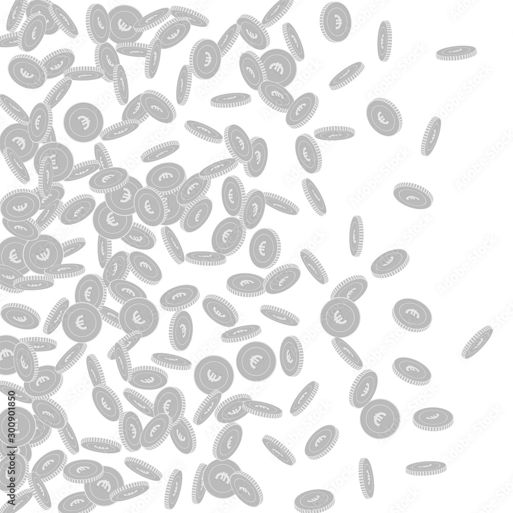 European Union Euro coins falling. Scattered black European Union Euro coins falling. Scattered black