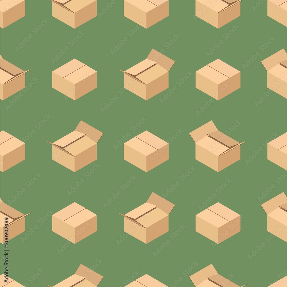 Seamless pattern with open and closed cardboard boxes. Seamless pattern with open and closed cardboard boxes.