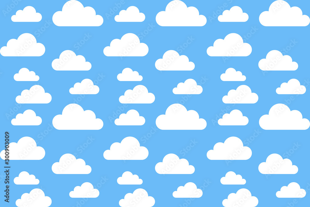 Naklejka white clouds on blue background, pattern, vector illustration