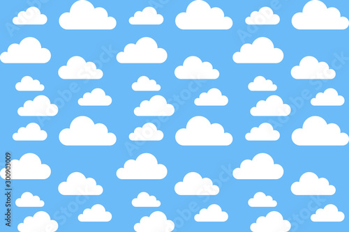 white clouds on blue background, pattern, vector illustration