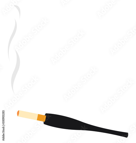 Cigarette holder, illustration, vector on white background.