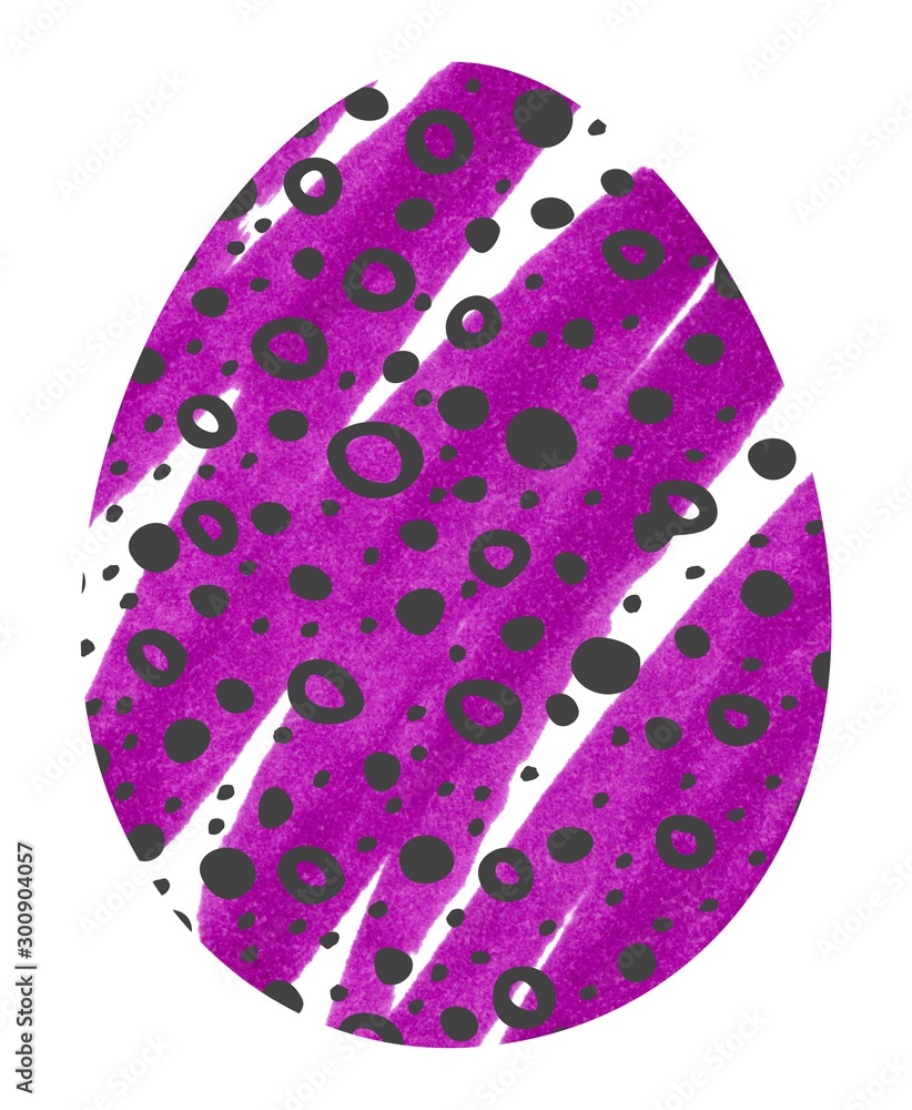 Purple spotted Easter egg. Isolated on a white background. Marker illustration. Decoration template Purple spotted Easter egg. Isolated on a white background. Marker illustration. Decoration template