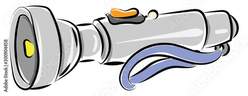 Old flashlight, illustration, vector on white background.