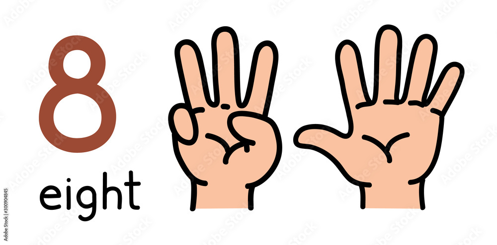 8 Kids Hand Showing The Number Eight Hand Sign Stock Vector Adobe