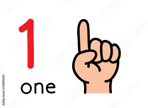 1, Kid's hand showing the number one hand sign.