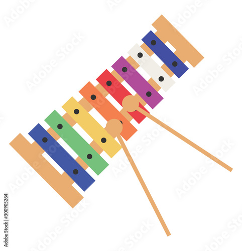 Glockenspiel, illustration, vector on white background.