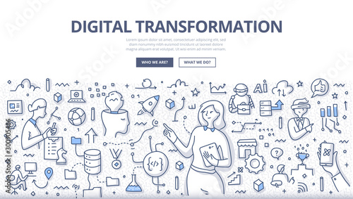 Digital Transformation Doodle Concept