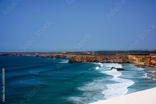 Portuguese coast  cliff into the Atlantic Ocean. Taken in Sagres