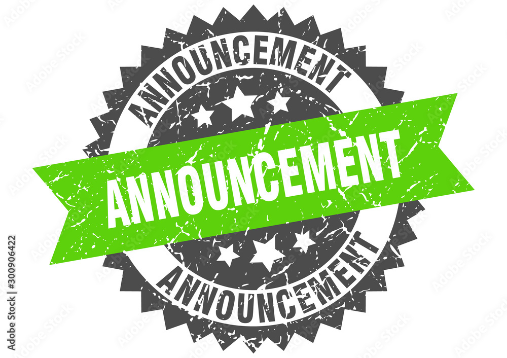 Fototapeta premium announcement grunge stamp with green band. announcement