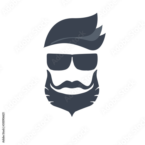 Logo for barbershop, hair salon with hipster haircut