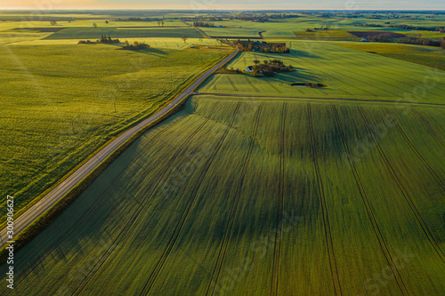 Aerial  Beautiful rolling landscape of Lithuania