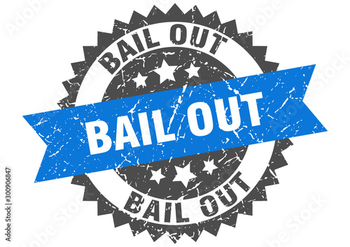 bail out grunge stamp with blue band. bail out