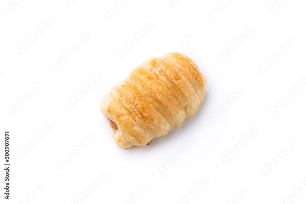 croissant sausage on isolated white background croissant sausage on isolated white background