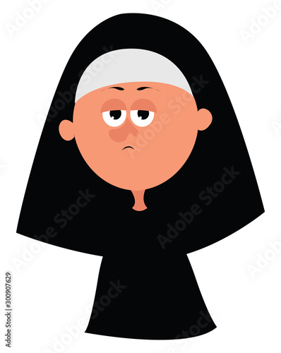 Nun, illustration, vector on white background.