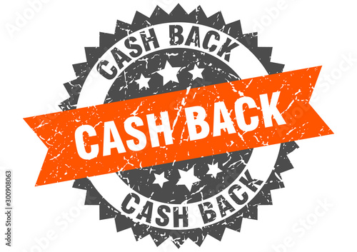 cash back grunge stamp with orange band. cash back