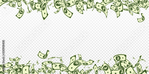 Indian rupee notes falling. Messy INR bills on tra