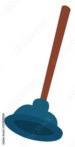 Plunger blue, illustration, vector on white background.