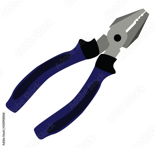 Blue pliers, illustration, vector on white background.