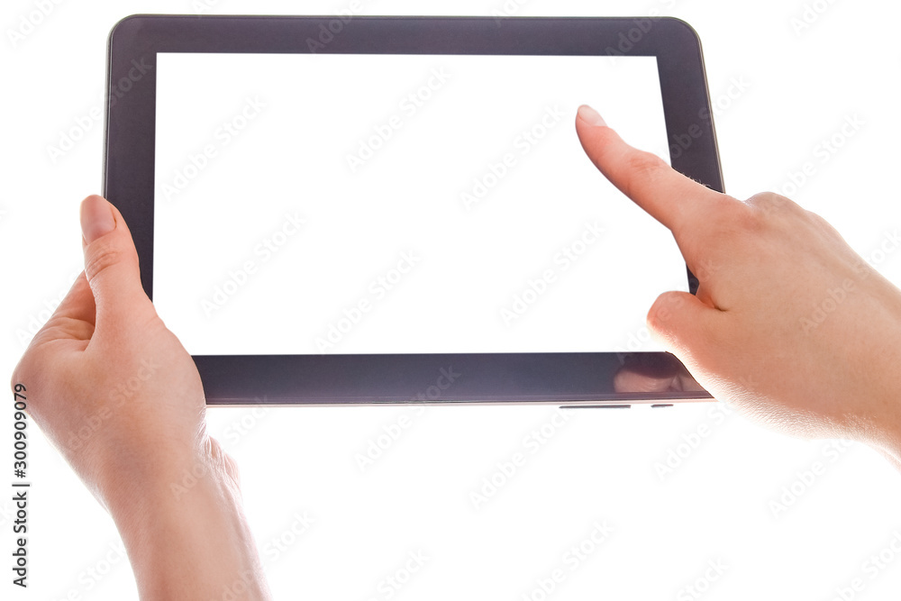 in human hands tablet computer touch-screen gadget with isolated in human hands tablet computer touch-screen gadget with isolated