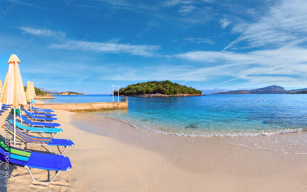 Fototapeta premium Summer morning Ksamil Beach, Albania.