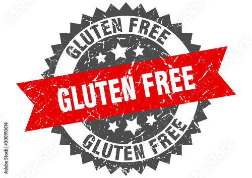 gluten free grunge stamp with red band. gluten free