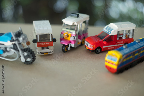 Collection of Thai car. Miniature toy Thai public service car.