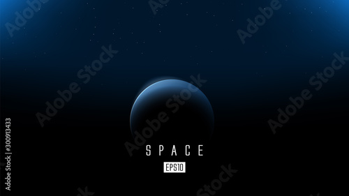 Galaxy background with lonely planet at front. Vector illustration