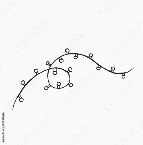 christmas lights clip art. Isolated hand-drawn vector illustration