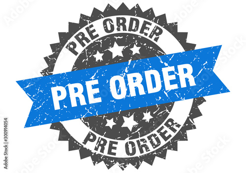 pre order grunge stamp with blue band. pre order