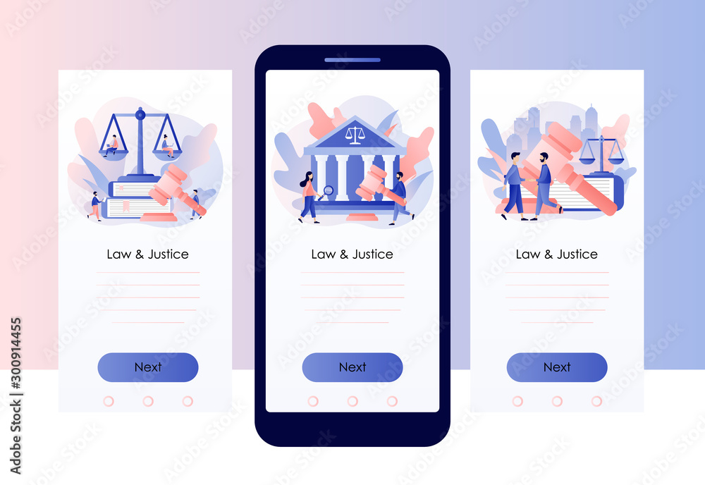Law and Justice Concept. Justice scales, judge building and judge gavel. Supreme court. Screen template for mobile smart phone. Modern flat cartoon style. Vector illustration Law and Justice Concept. Justice scales, judge building and judge gavel. Supreme court. Screen template for mobile smart phone. Modern flat cartoon style. Vector illustration