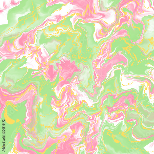 Abstract liquid acrylic background, pale pink, mint green and white swirl texture