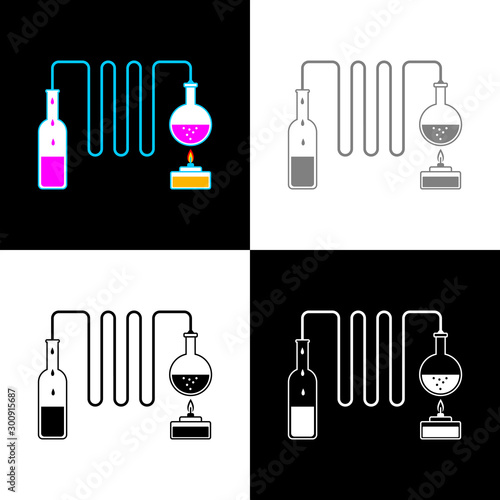 Distillation kit icon set, vector illustration