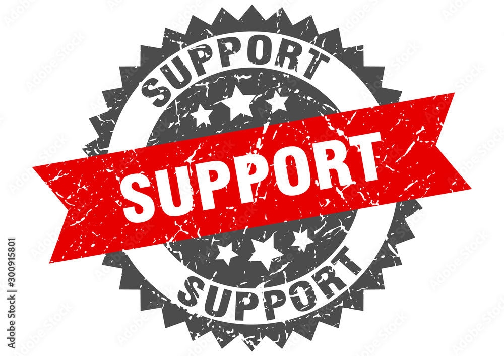 Obraz premium support grunge stamp with red band. support