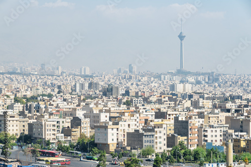 Tehran skyline, Iran. View of residential buildings. Milad Tower