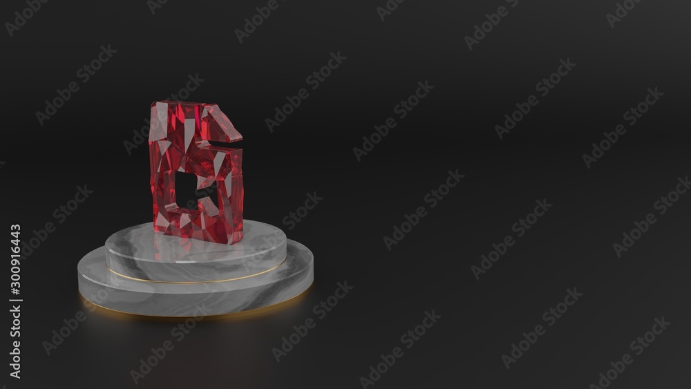 3D rendering of red gemstone symbol of file video icon 3D rendering of red gemstone symbol of file video icon