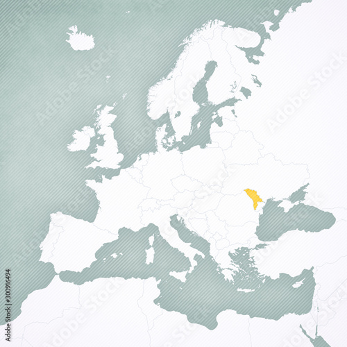 Canvas Print Map of Europe - Moldova