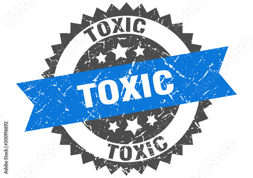 toxic grunge stamp with blue band. toxic