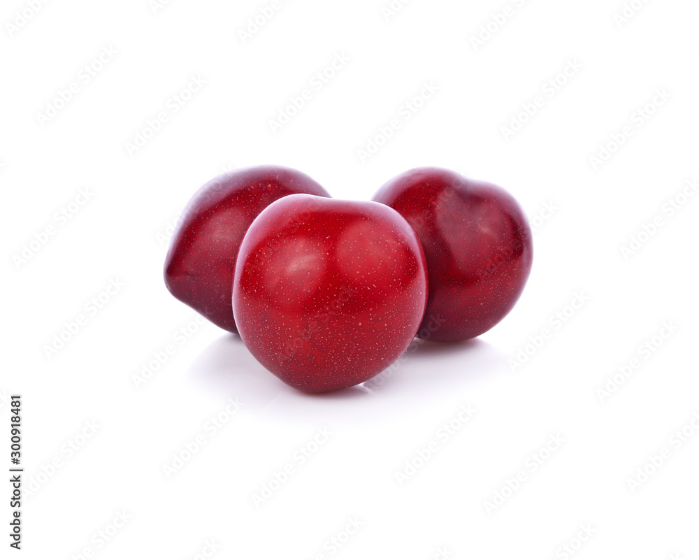 Fresh plum is isolated on white background.