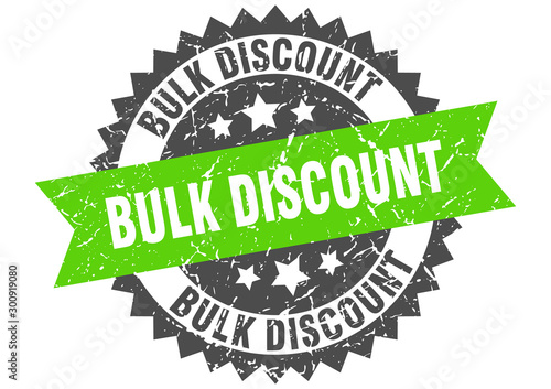 bulk discount grunge stamp with green band. bulk discount